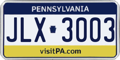 PA license plate JLX3003