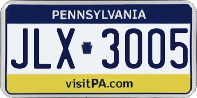 PA license plate JLX3005