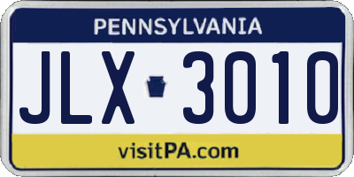 PA license plate JLX3010