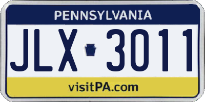 PA license plate JLX3011