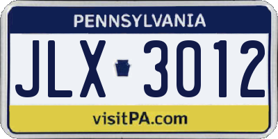 PA license plate JLX3012