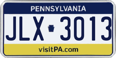 PA license plate JLX3013