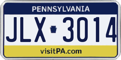 PA license plate JLX3014