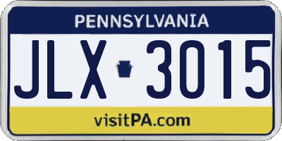 PA license plate JLX3015