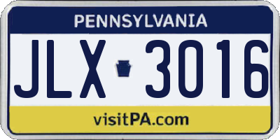 PA license plate JLX3016