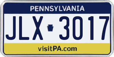 PA license plate JLX3017