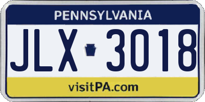 PA license plate JLX3018