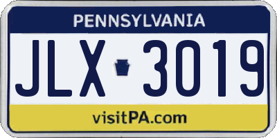 PA license plate JLX3019