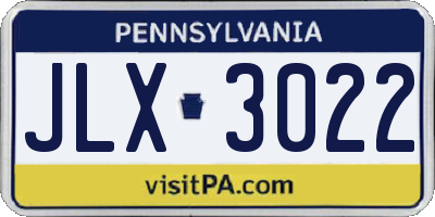 PA license plate JLX3022