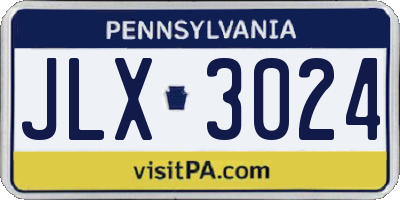PA license plate JLX3024