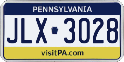 PA license plate JLX3028