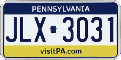 PA license plate JLX3031