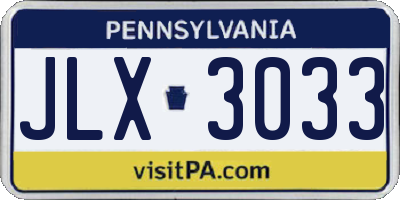 PA license plate JLX3033