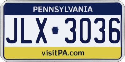 PA license plate JLX3036