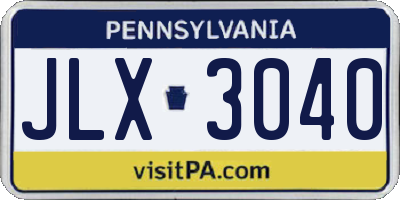 PA license plate JLX3040