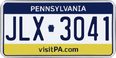 PA license plate JLX3041