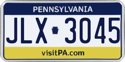 PA license plate JLX3045