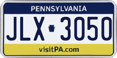 PA license plate JLX3050