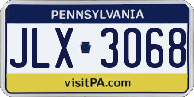PA license plate JLX3068