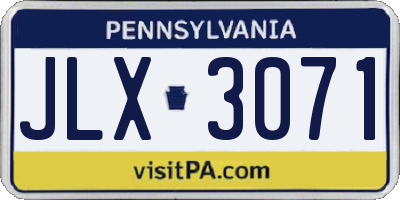 PA license plate JLX3071