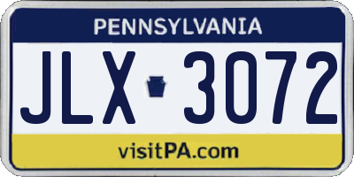 PA license plate JLX3072
