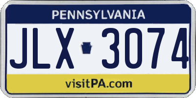 PA license plate JLX3074