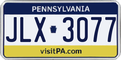 PA license plate JLX3077