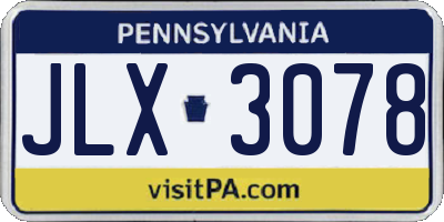 PA license plate JLX3078
