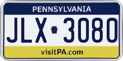PA license plate JLX3080