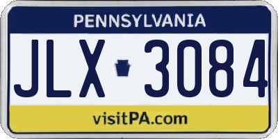 PA license plate JLX3084