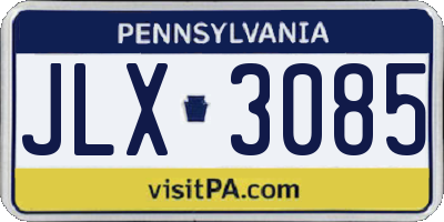 PA license plate JLX3085
