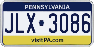 PA license plate JLX3086