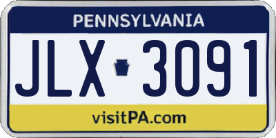 PA license plate JLX3091