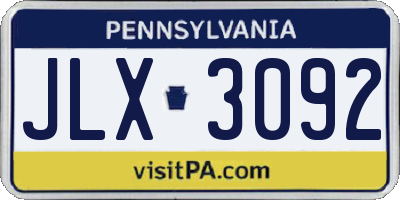 PA license plate JLX3092