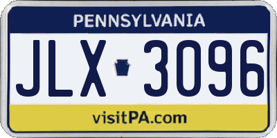PA license plate JLX3096