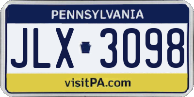 PA license plate JLX3098