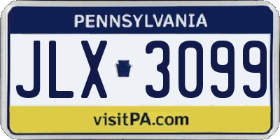 PA license plate JLX3099