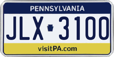PA license plate JLX3100