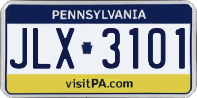 PA license plate JLX3101