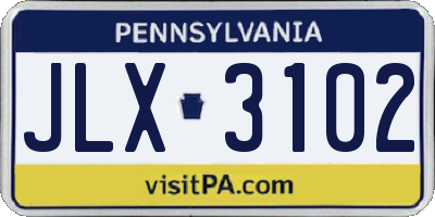 PA license plate JLX3102