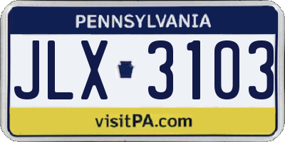 PA license plate JLX3103