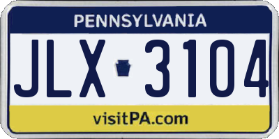 PA license plate JLX3104