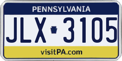 PA license plate JLX3105