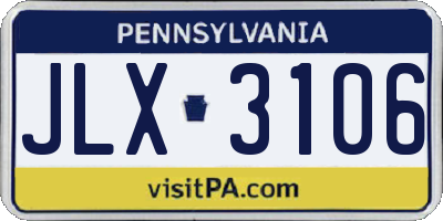 PA license plate JLX3106