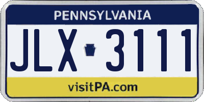 PA license plate JLX3111