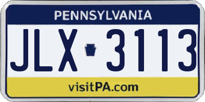 PA license plate JLX3113