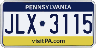 PA license plate JLX3115
