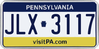 PA license plate JLX3117
