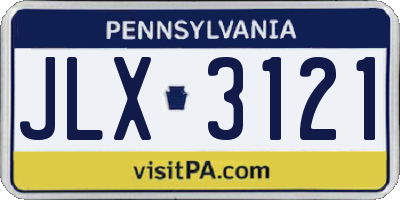 PA license plate JLX3121