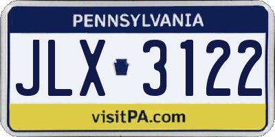 PA license plate JLX3122